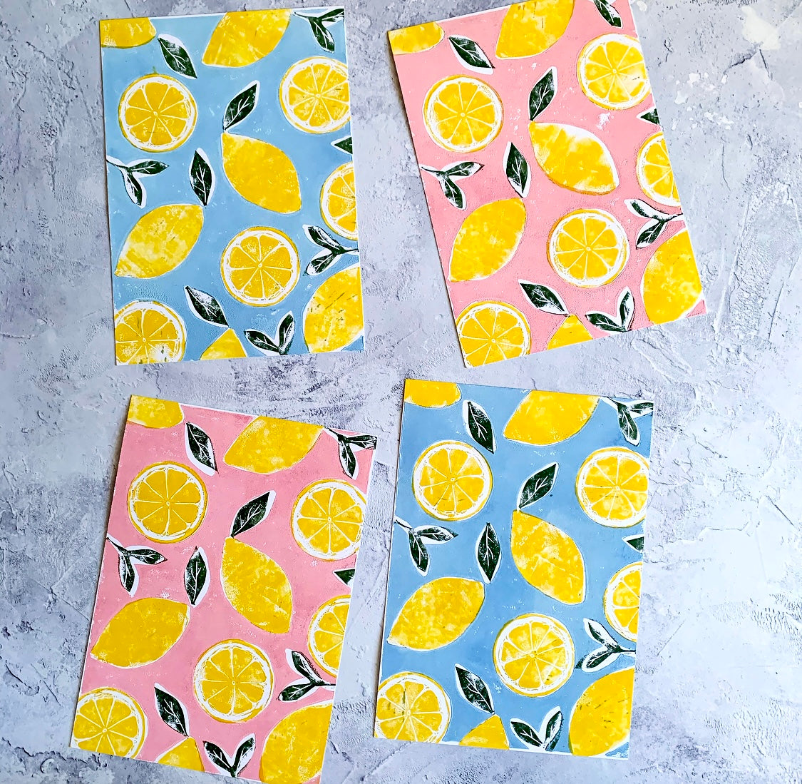 Lemons A4 Lino Print