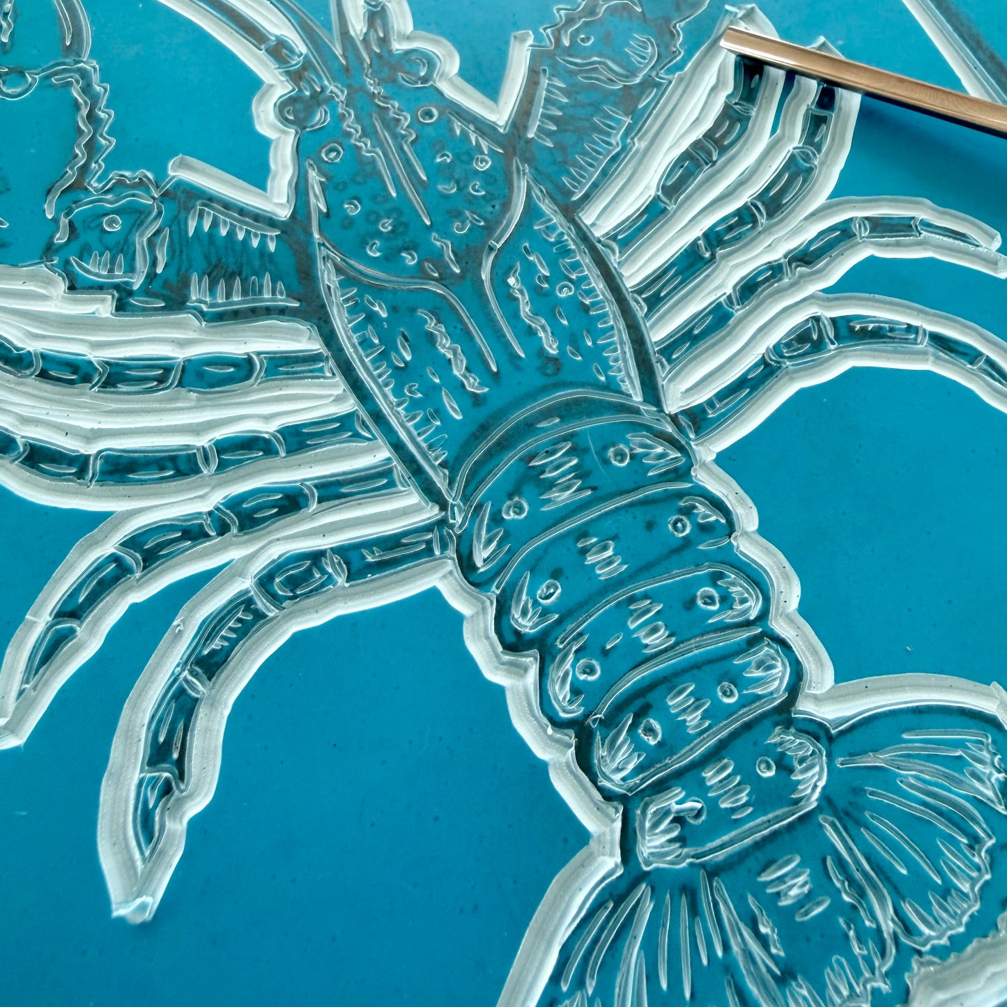 Lobster A4 Lino Print