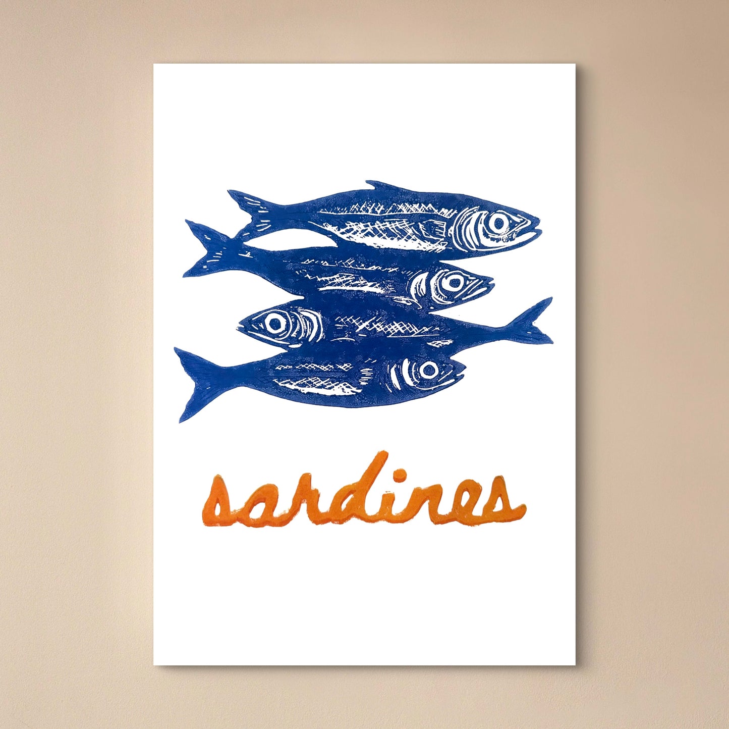 Sardines A4 Lino Print