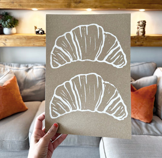 Croissants A4 Lino Print