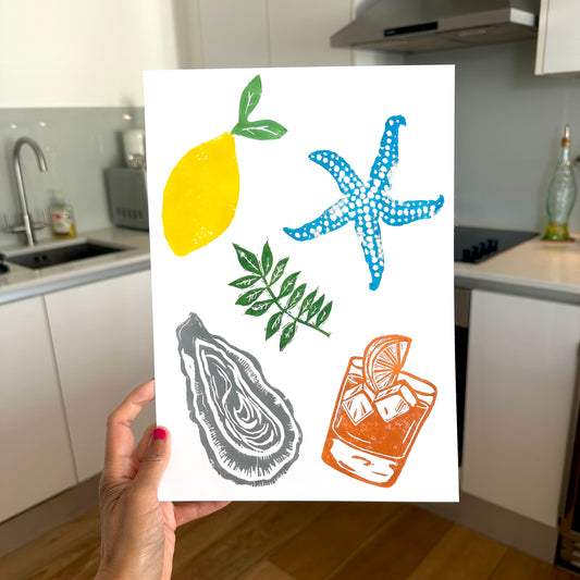 Summer Lino Print A4