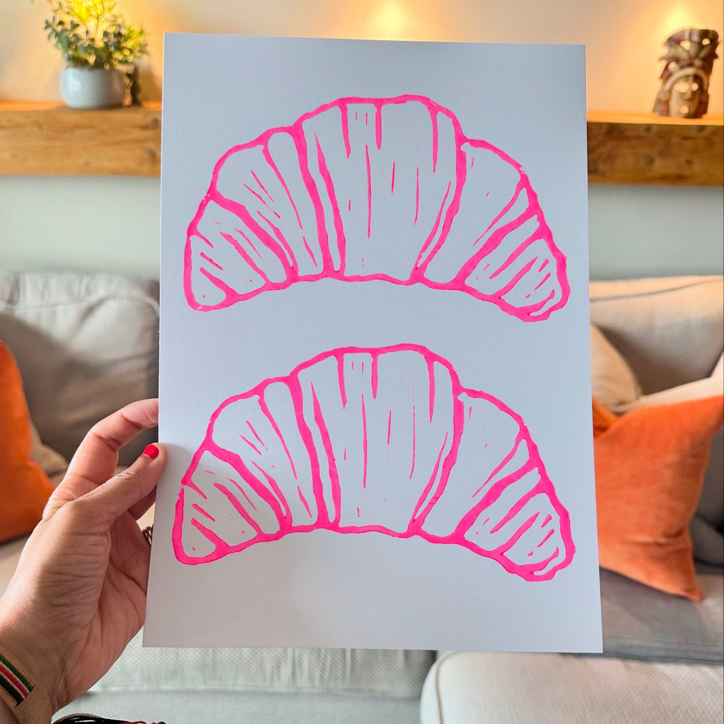 Croissants A4 Lino Print