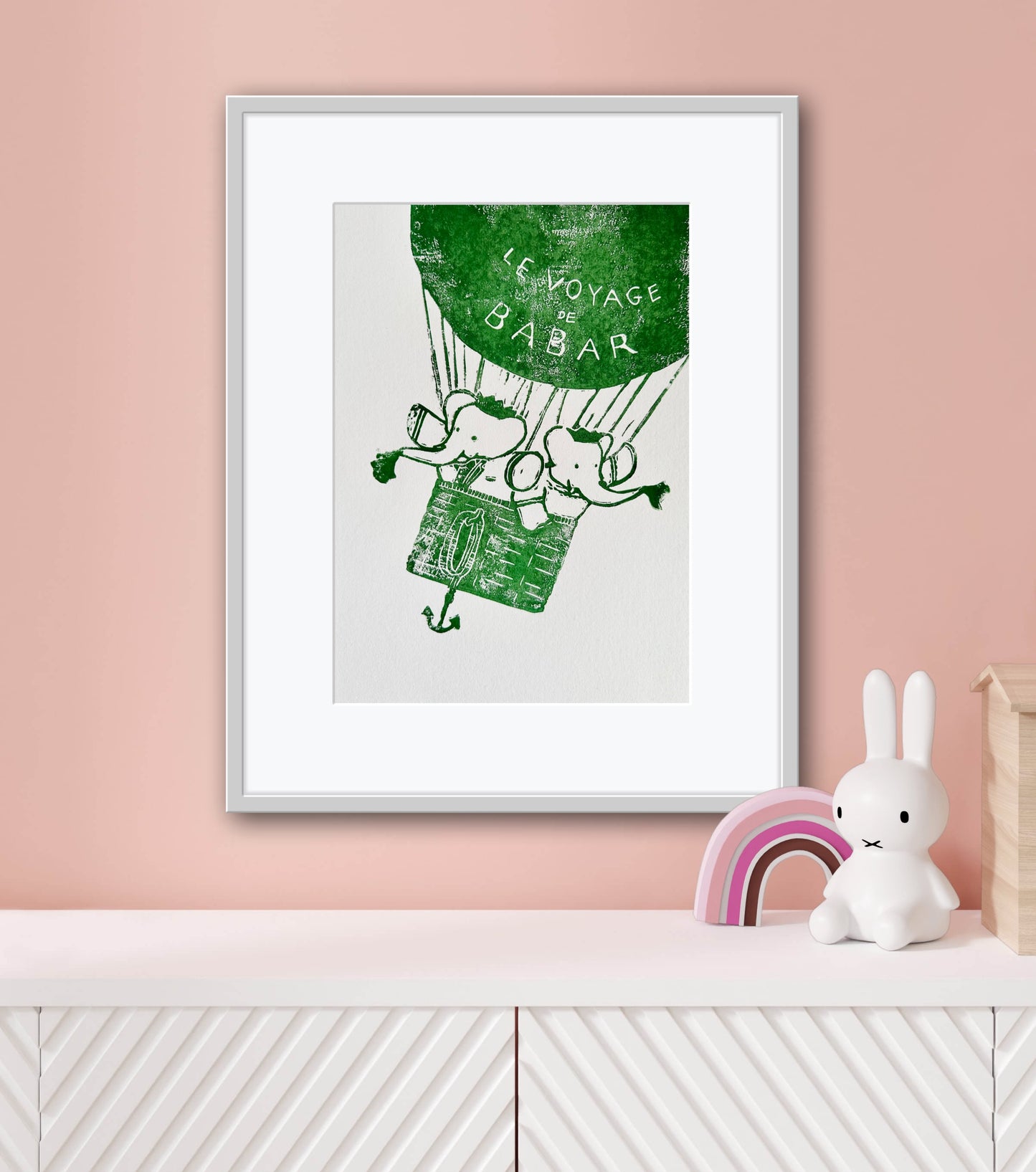 Babar the Elephant Lino Print A4