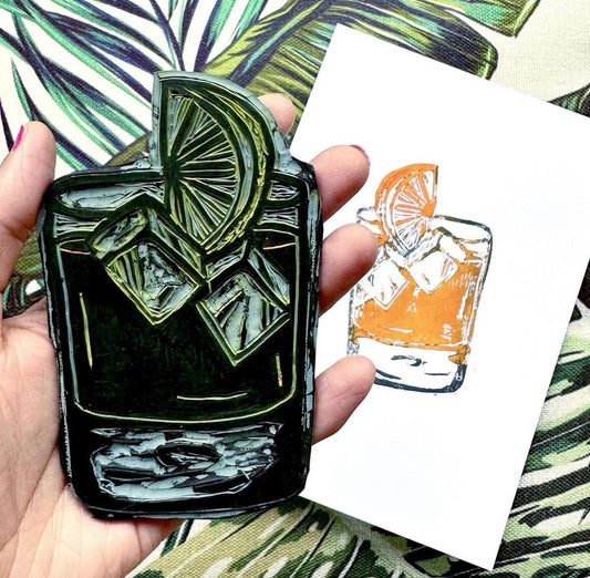 Negroni A5 Lino Print