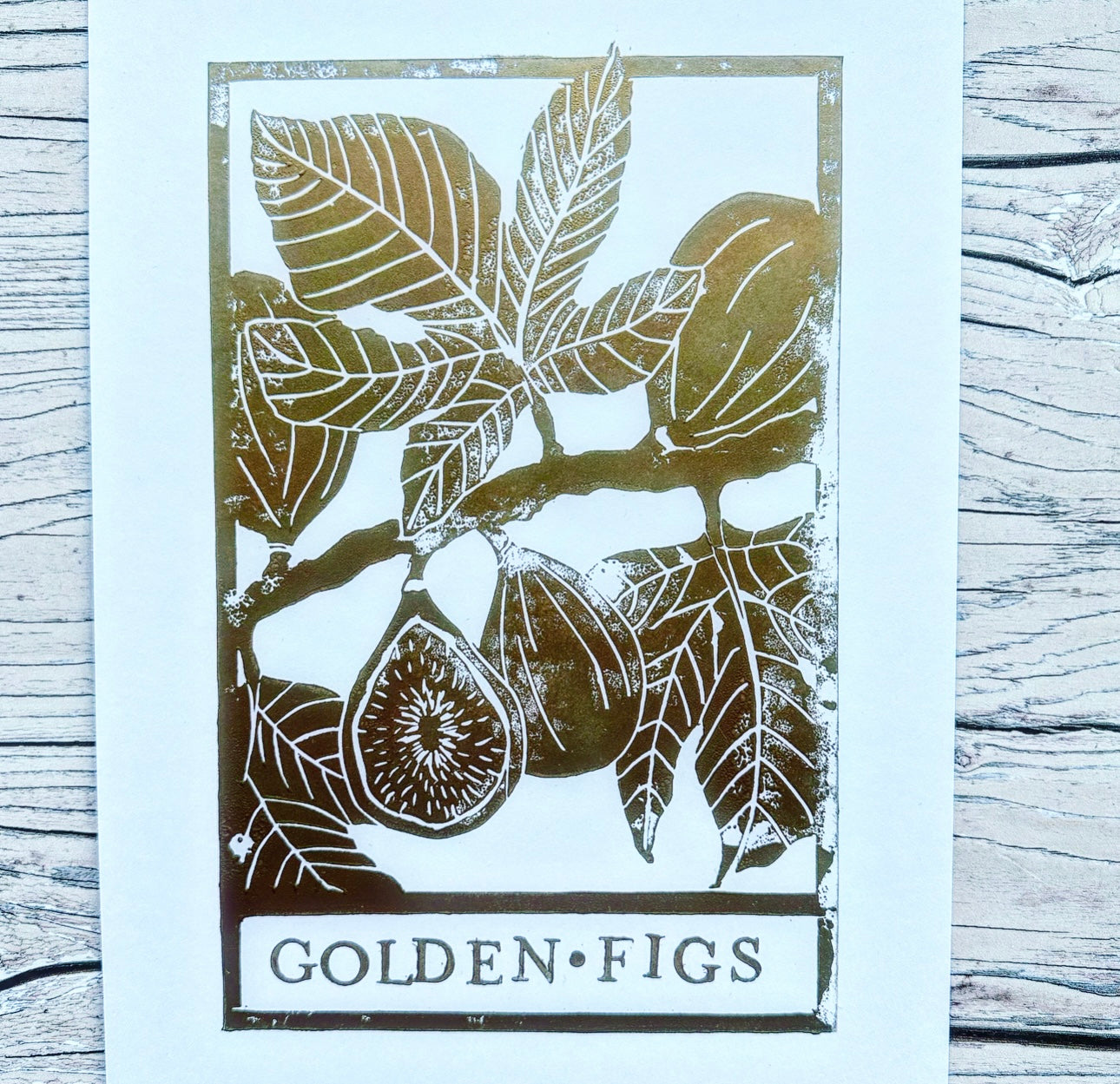Golden Figs A4 Lino Print