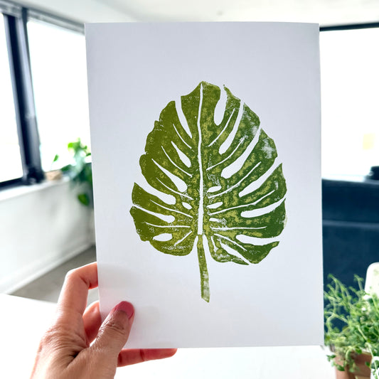 Monstera/Swiss Cheese Leaf A5 Lino Print