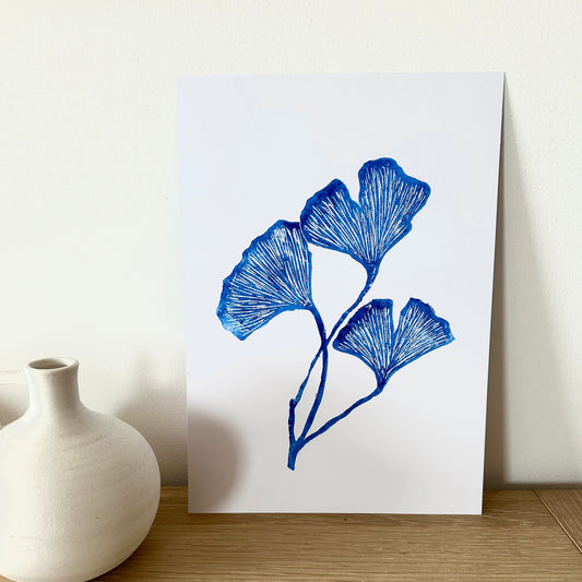 Ginkgo Leaves A4 Lino Print