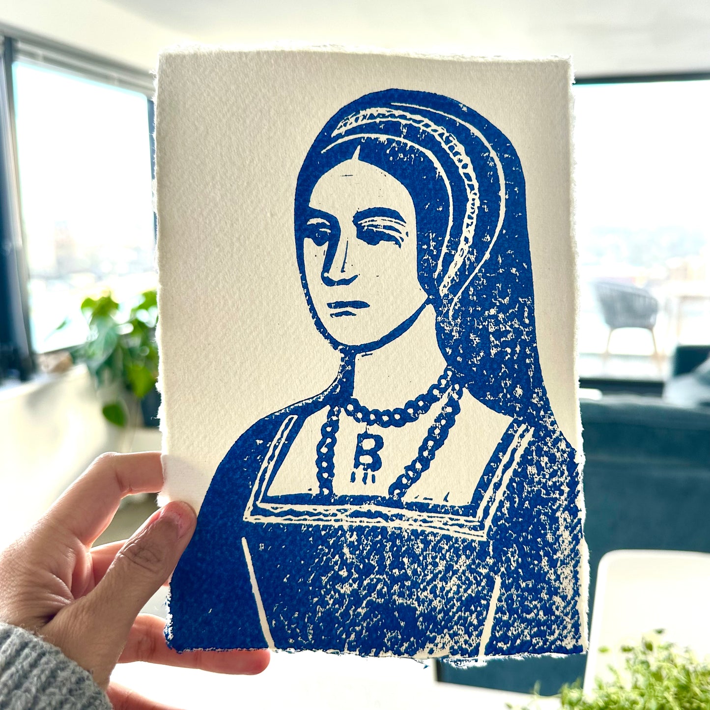 Anne Boleyn A4 Lino Print