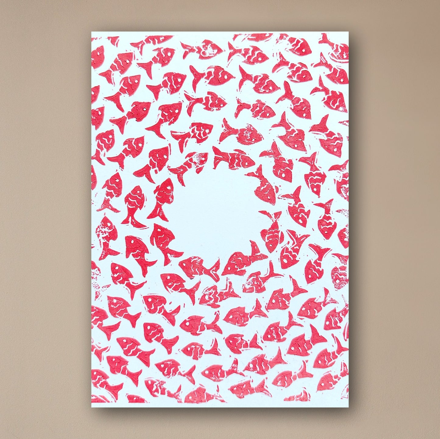School of Fish A5 Lino Print