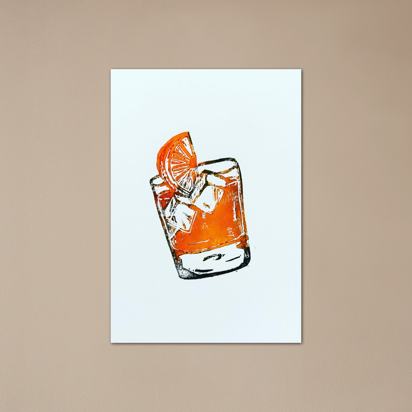 Negroni A5 Lino Print