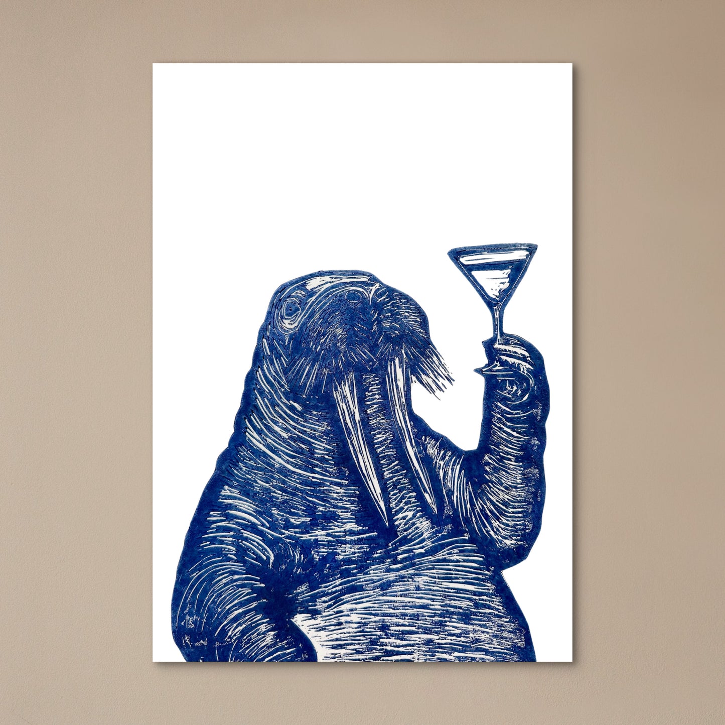 Fancy Walrus A4 Lino Print