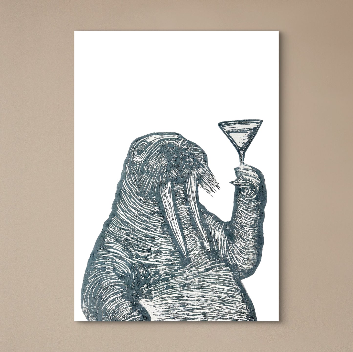 Fancy Walrus A4 Lino Print
