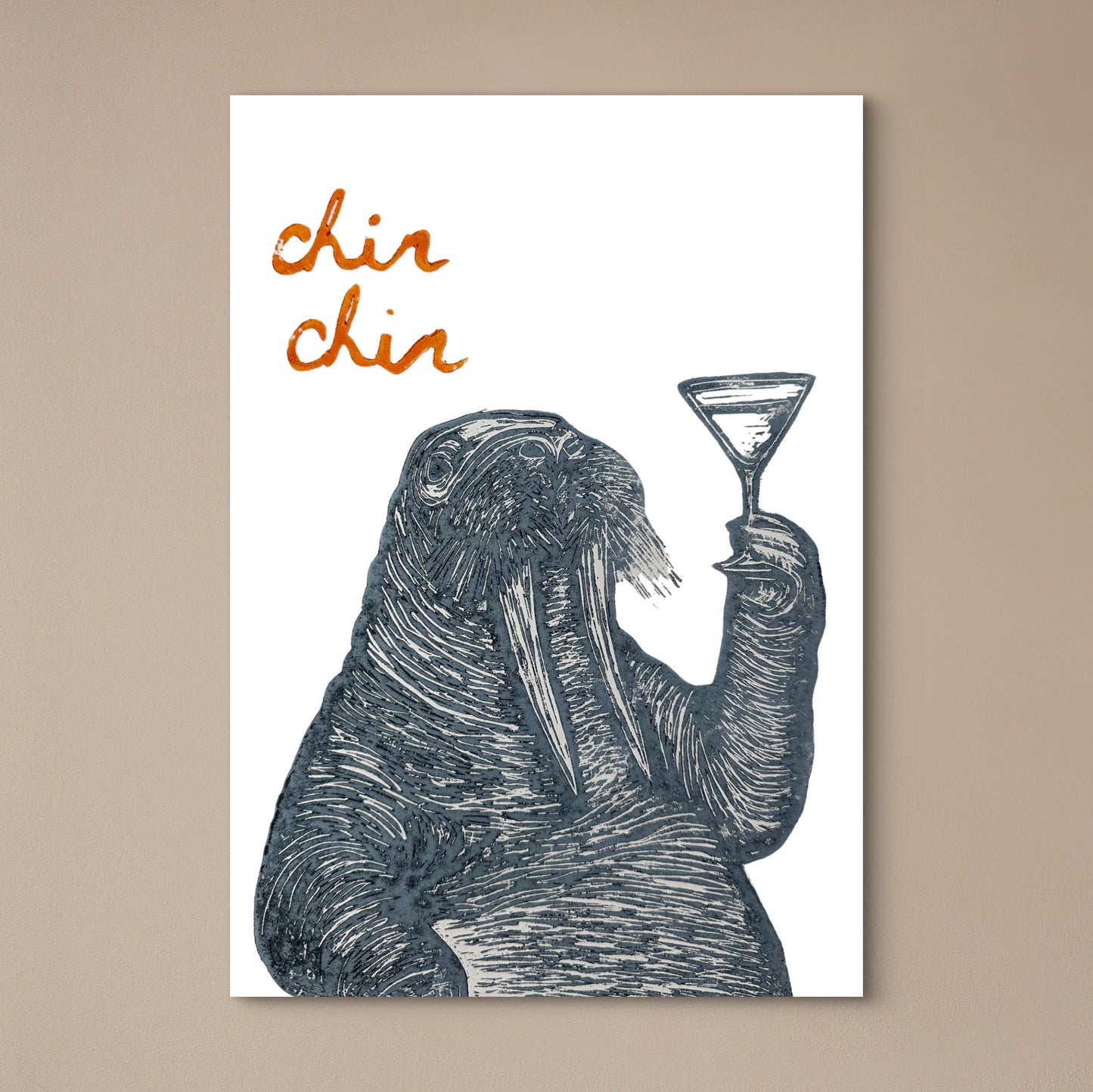 Fancy Walrus A4 Lino Print