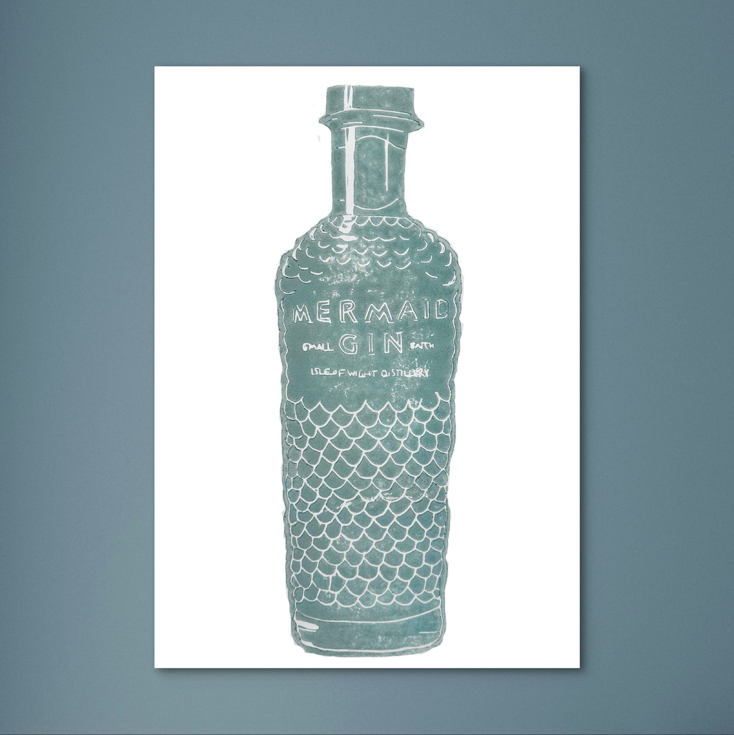 Mermaid Gin A4 Lino Print