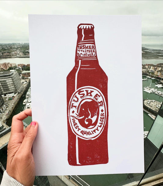 Tusker Beer A4 Lino Print