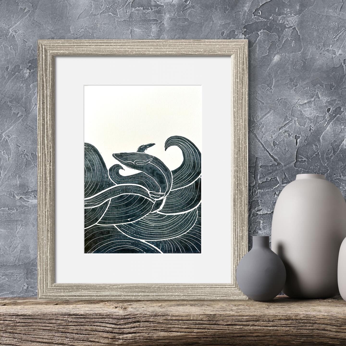 Whale Lino Print A4