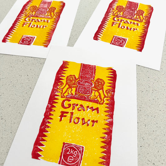 Gram Flour Lino Print A4