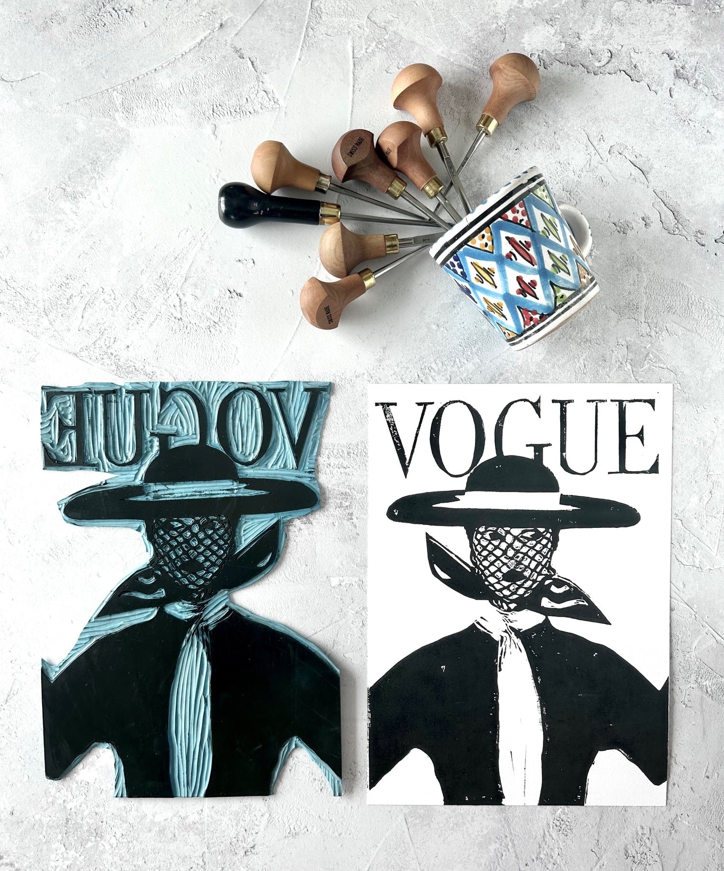 Vogue Lino Print A4