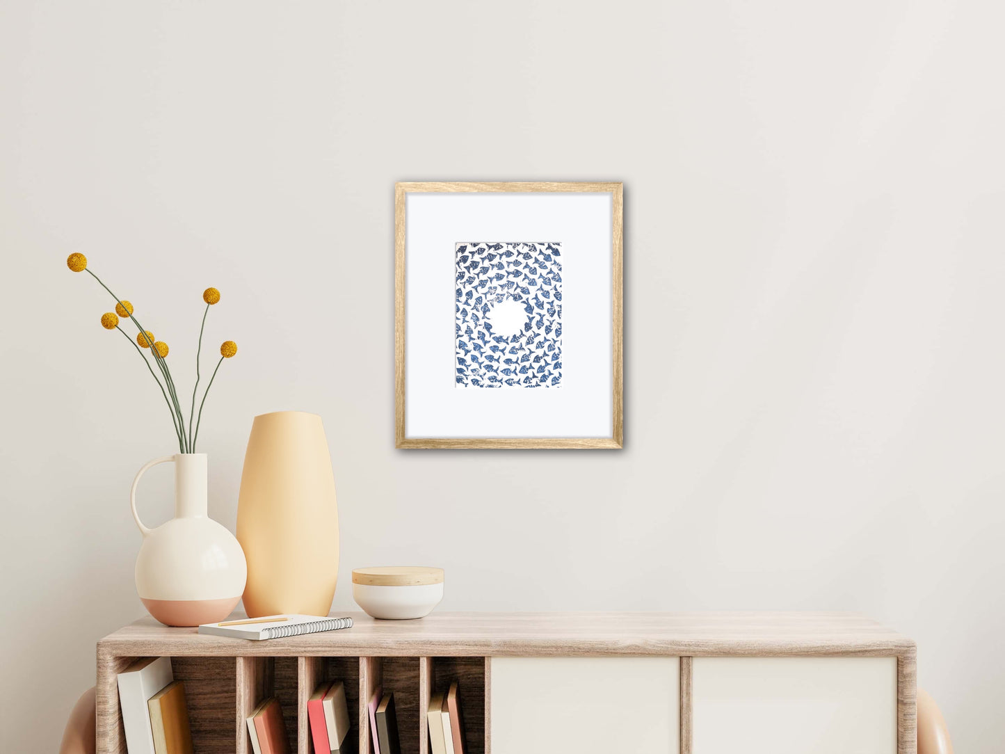School of Fish A5 Lino Print