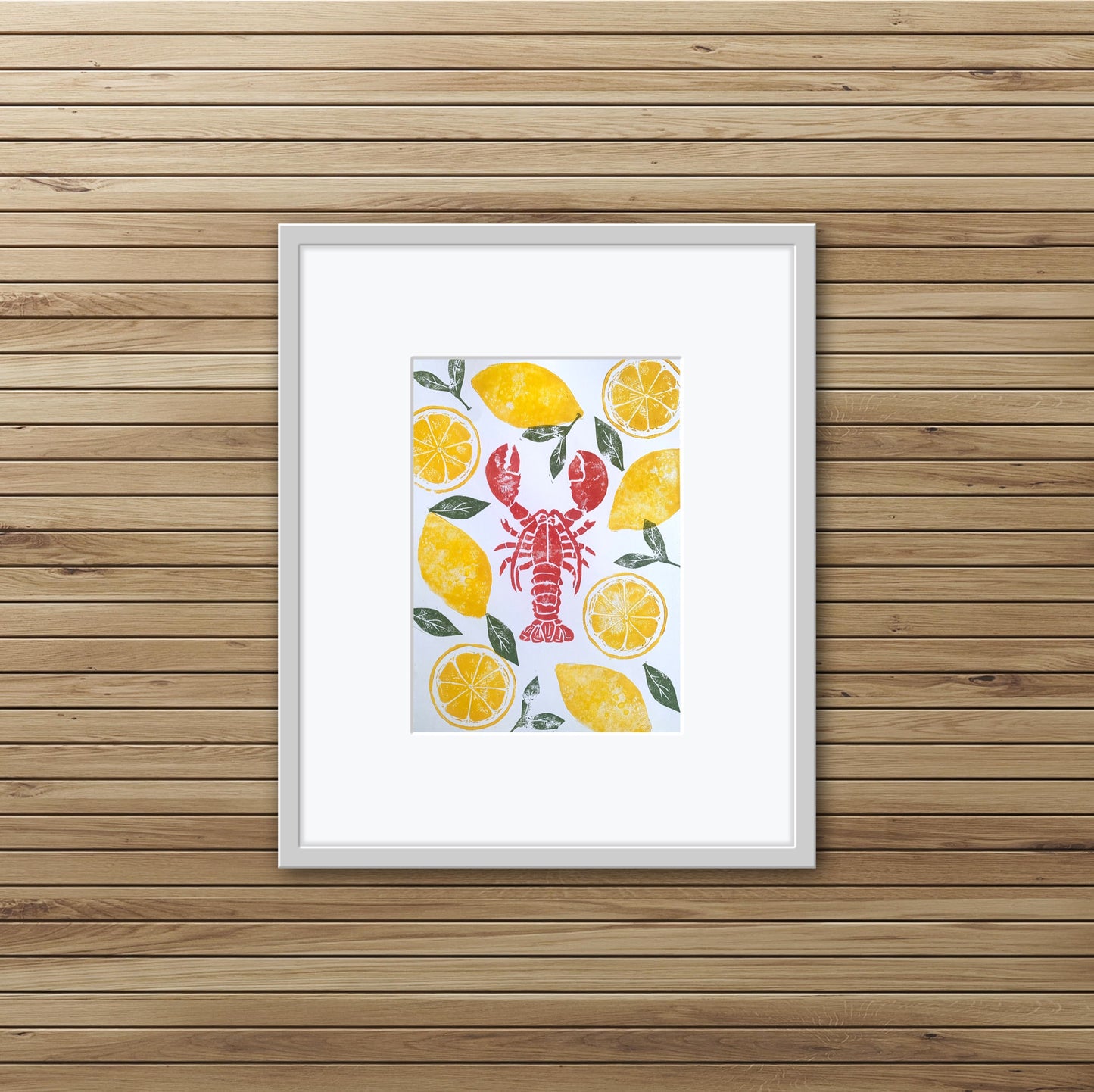 Lobster & Lemons A4 Lino Print