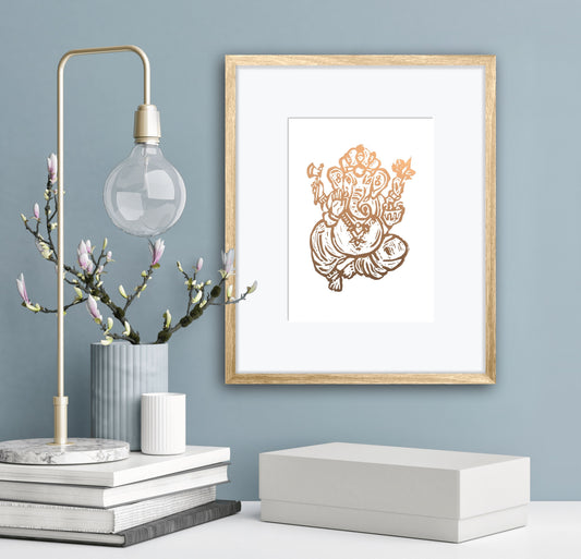 Gold Ganesh A5 Lino Print