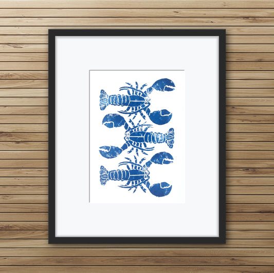 Triple Lobster A4 Lino Print