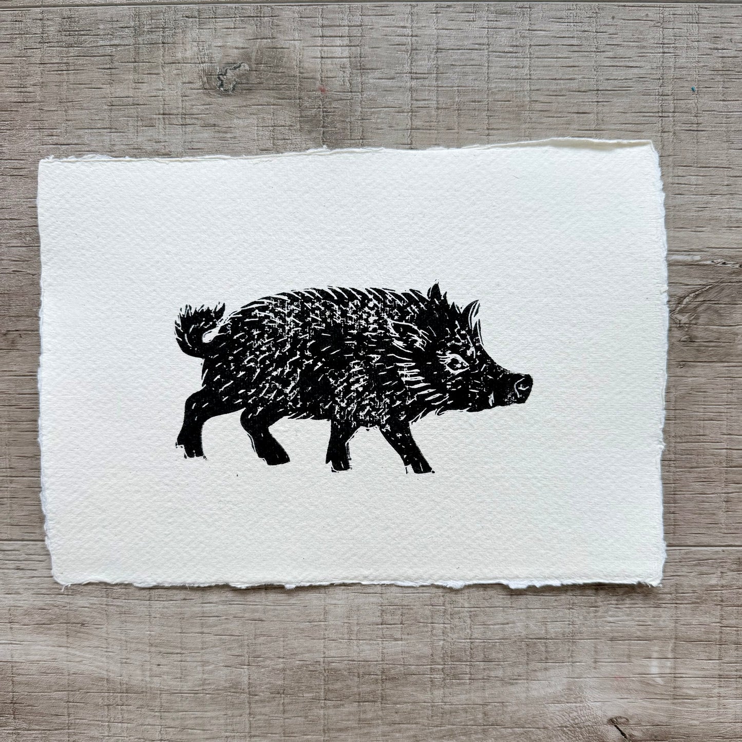 Wild Boar A5 Lino Print