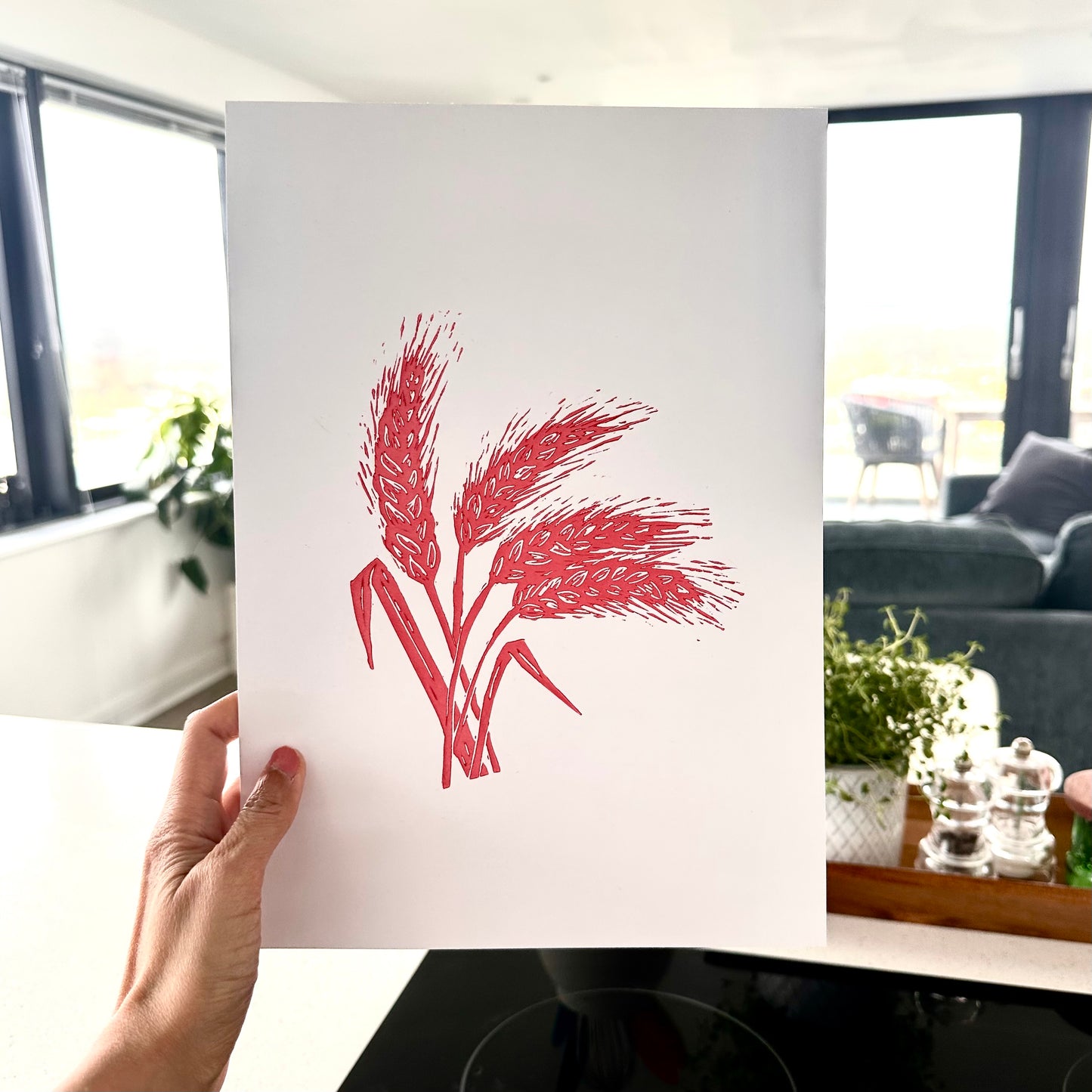Wheat A4 Lino Print