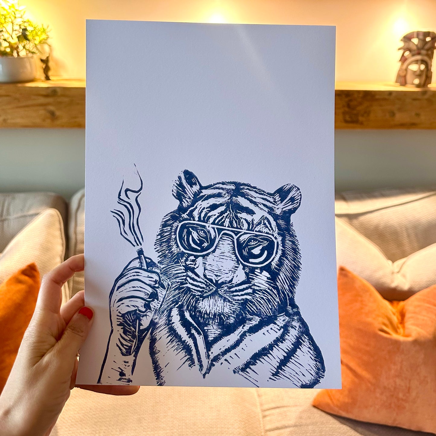 Tiger A4 Lino Print