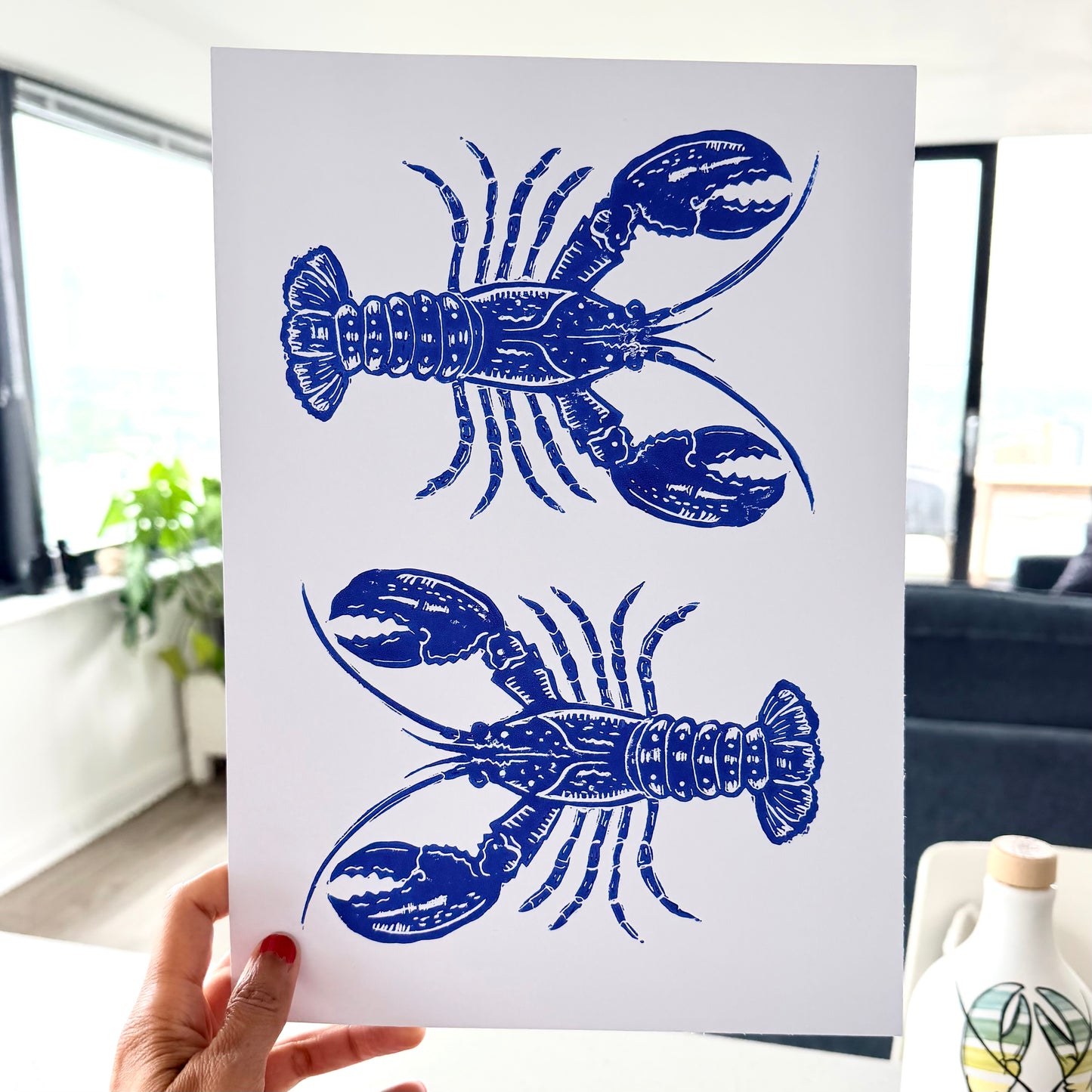 Lobster A4 Lino Print