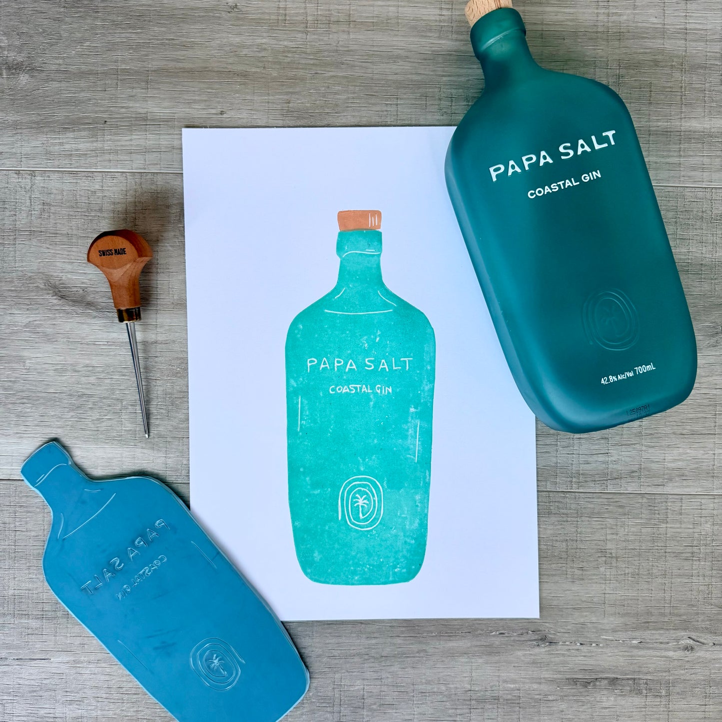 Papa Salt A4 Lino Print