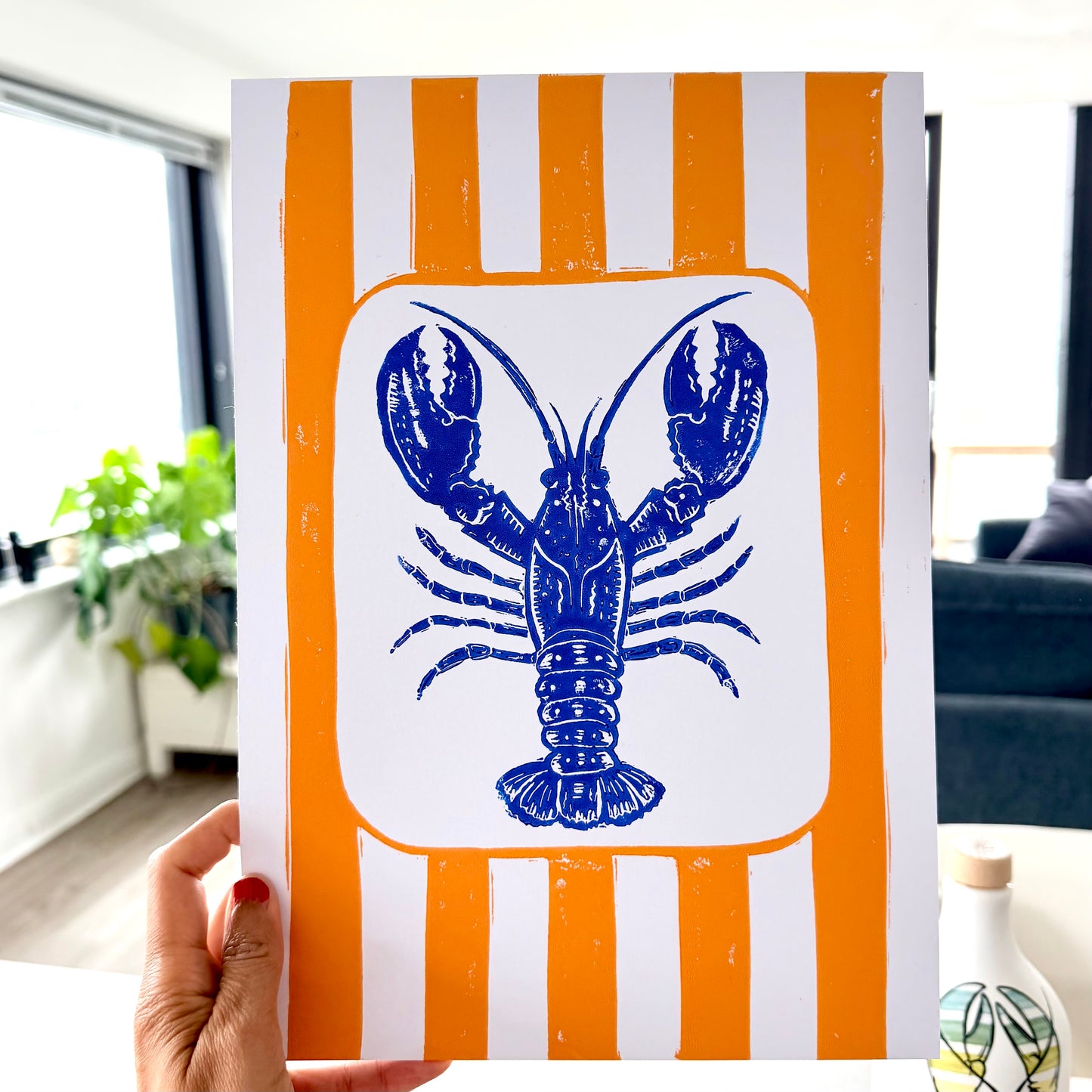 Lobster A4 Lino Print