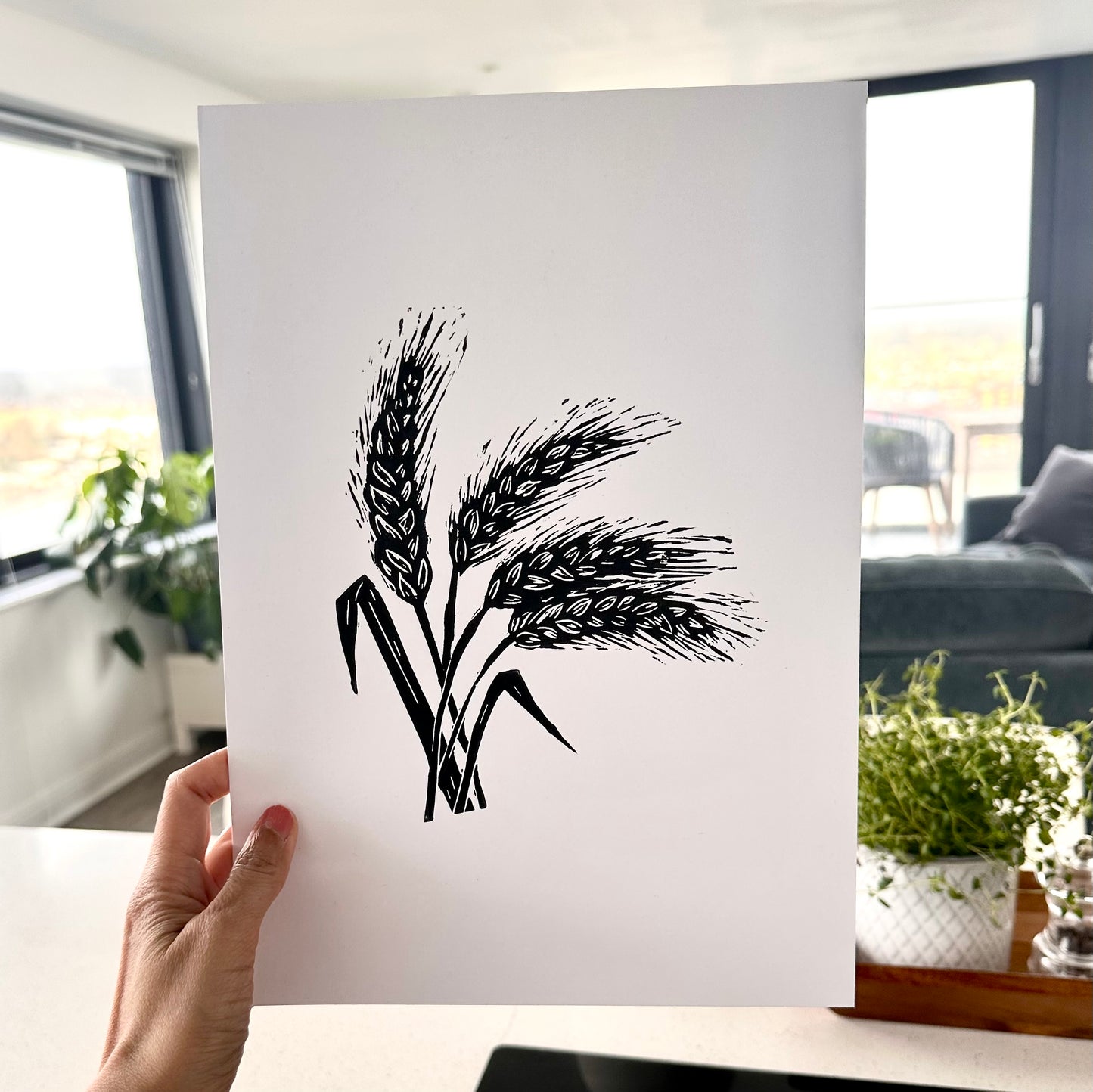 Wheat A4 Lino Print