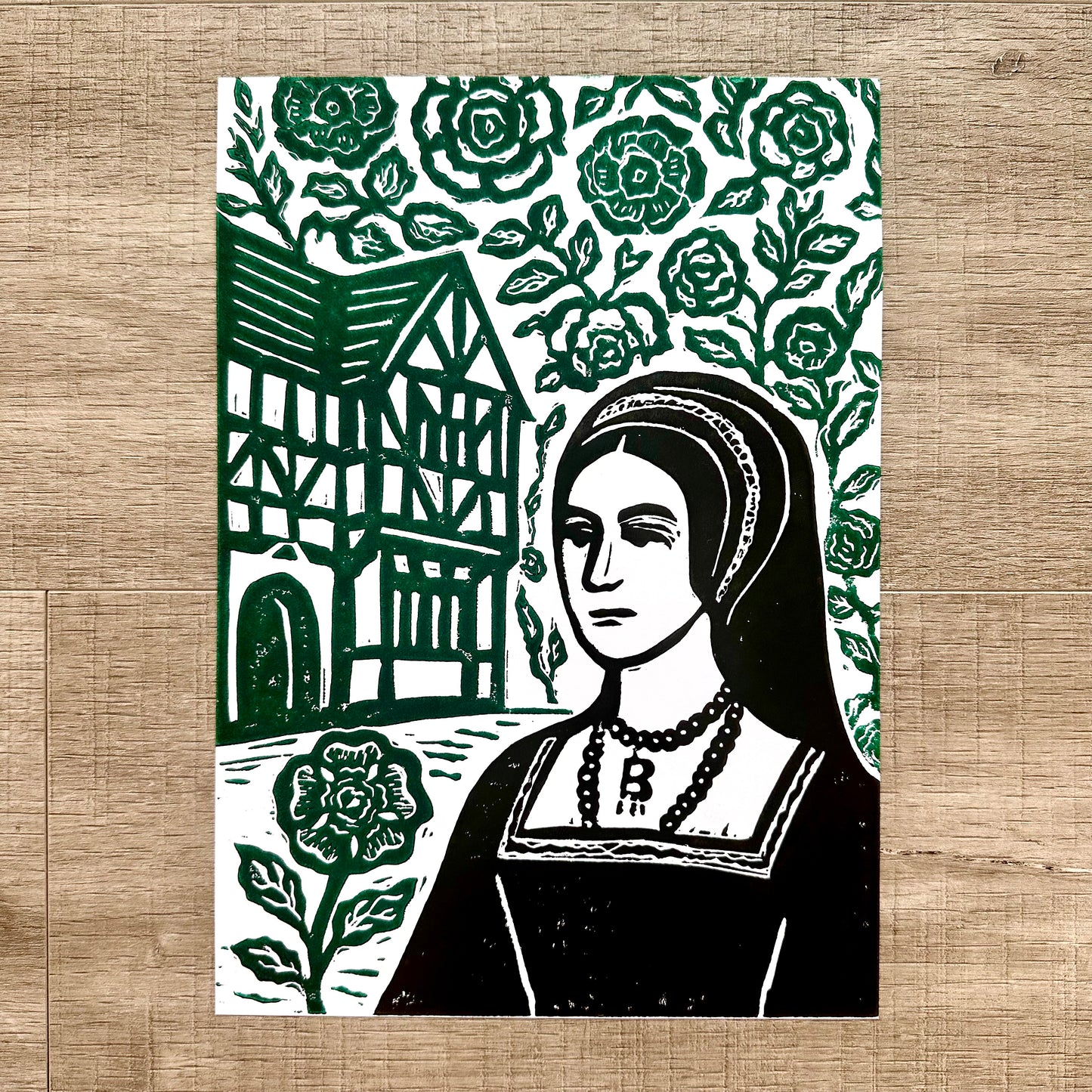 Anne Boleyn A4 Lino Print