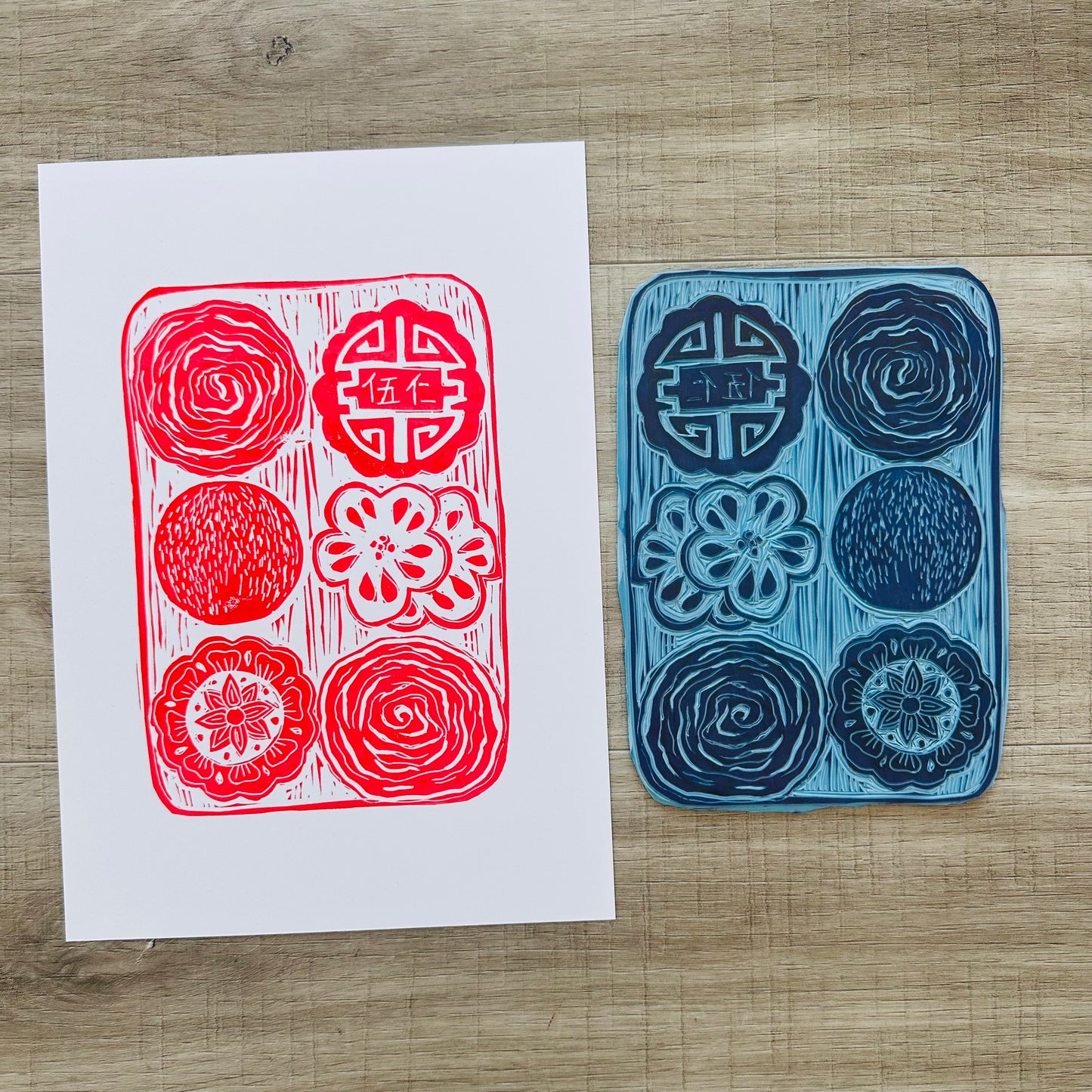 Chinese Food A4 Lino Prints