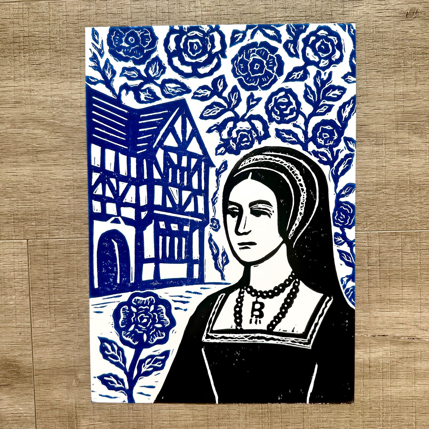 Anne Boleyn A4 Lino Print