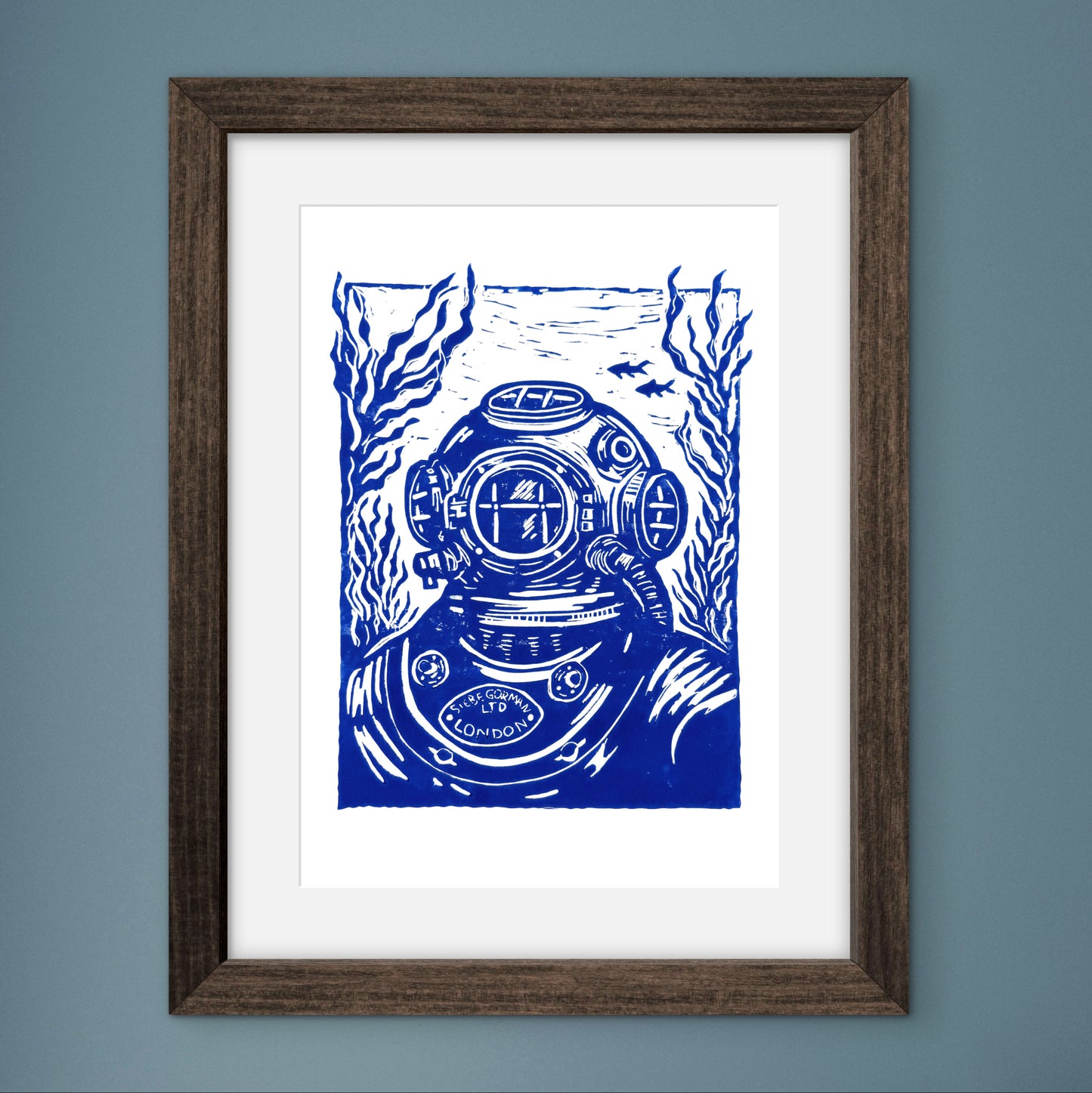 Diver A4 Lino Print