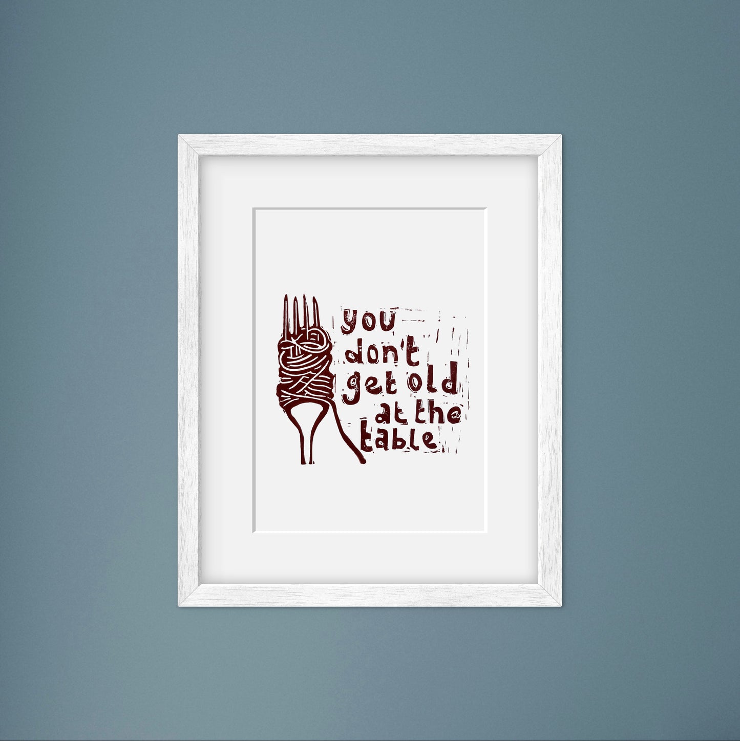 You Don't Get Old At The Table Lino Print A4
