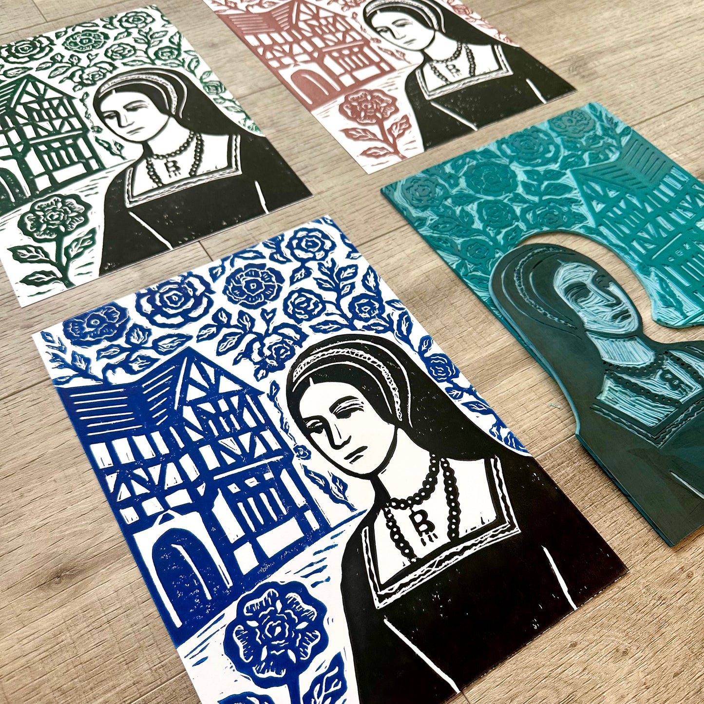 Anne Boleyn A4 Lino Print
