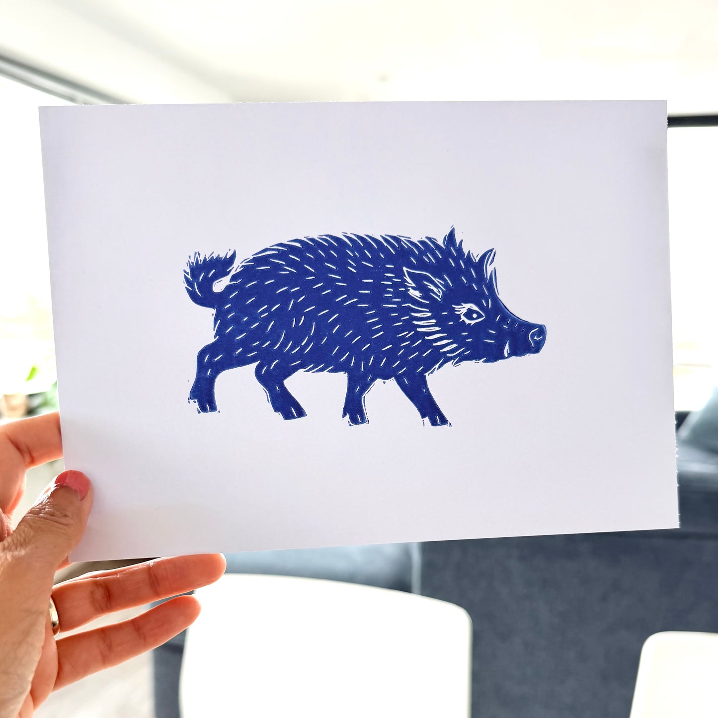 Wild Boar A5 Lino Print