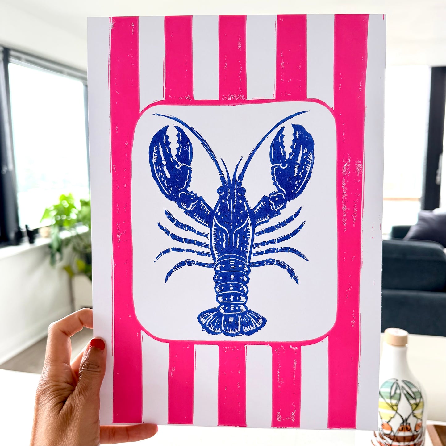 Lobster A4 Lino Print