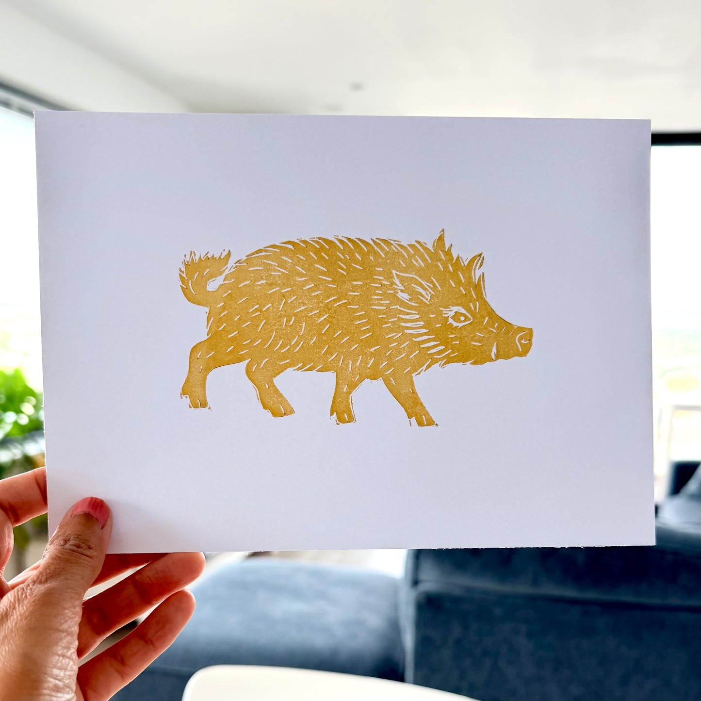 Wild Boar A5 Lino Print