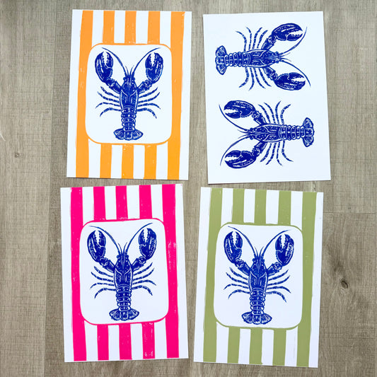 Lobster A4 Lino Print
