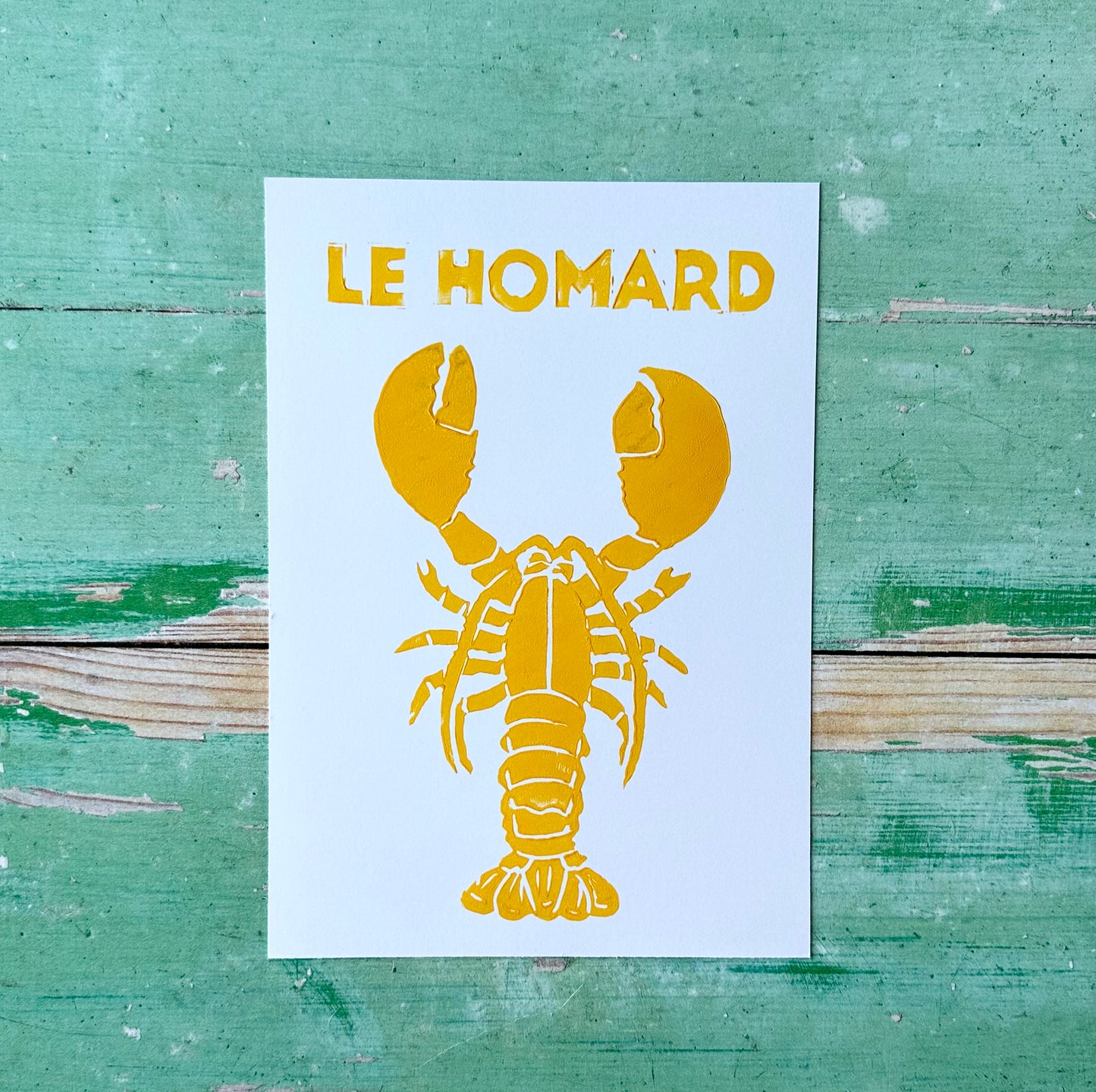 Lobster Lino Print A5