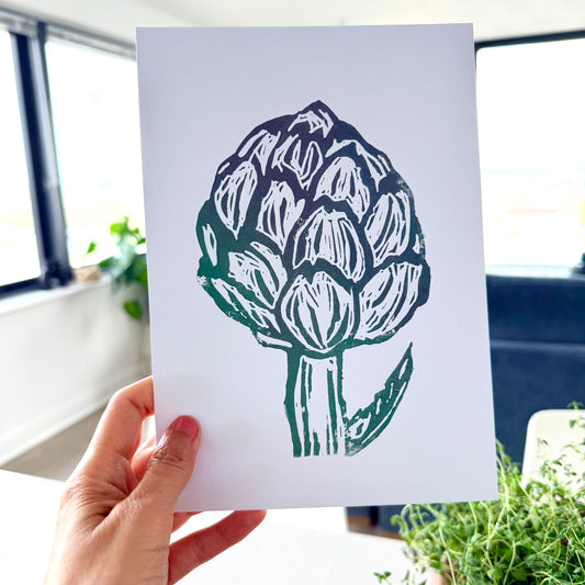 Artichoke A5 Lino Print