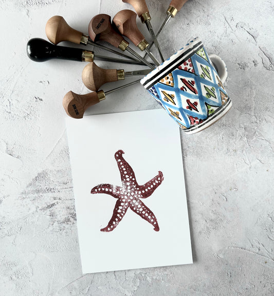 Starfish A5 Lino Print