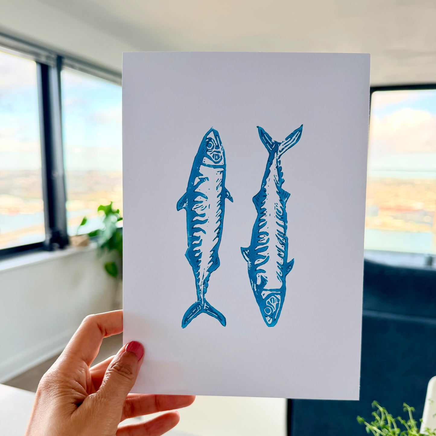Mackerel A5 Lino Print