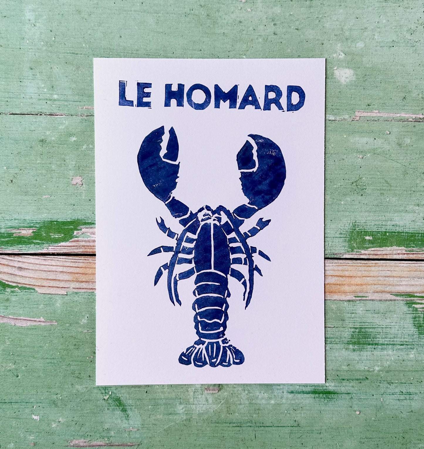 Lobster Lino Print A5