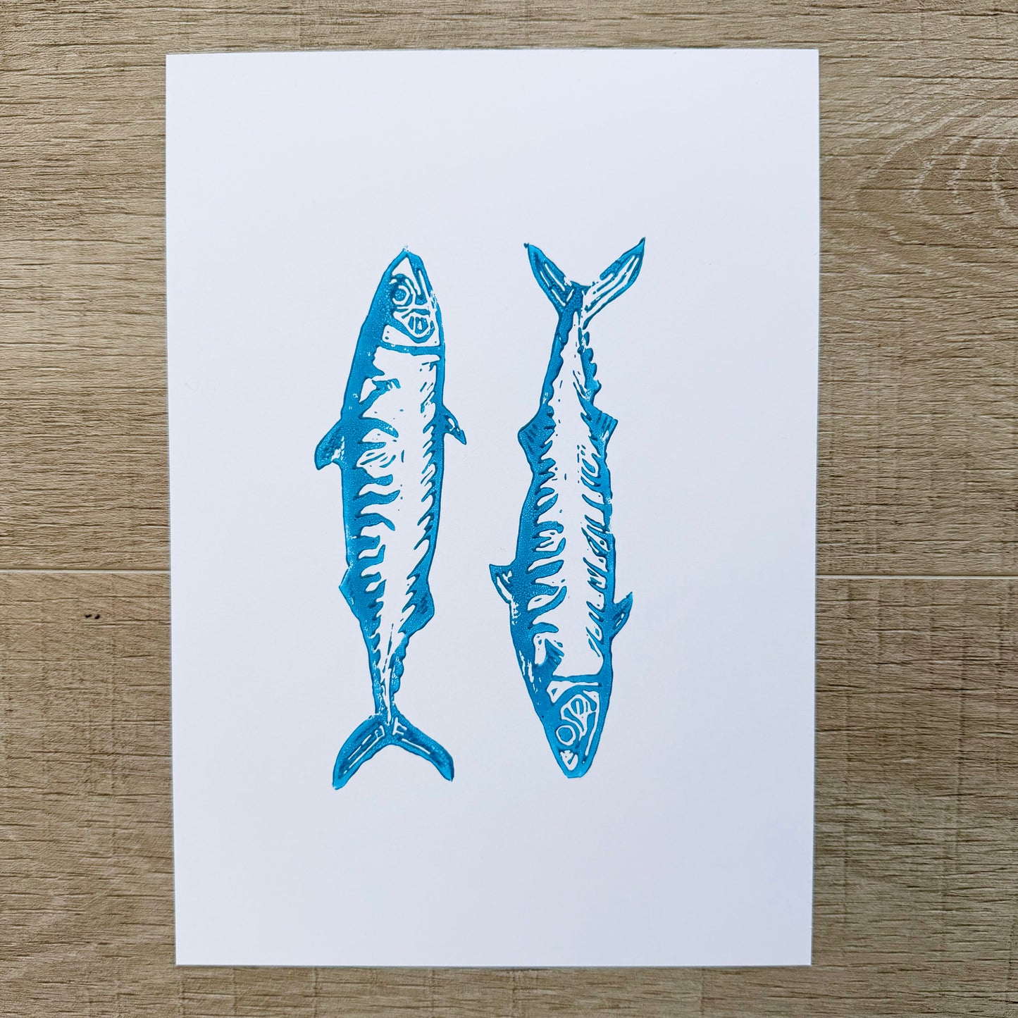 Mackerel A5 Lino Print
