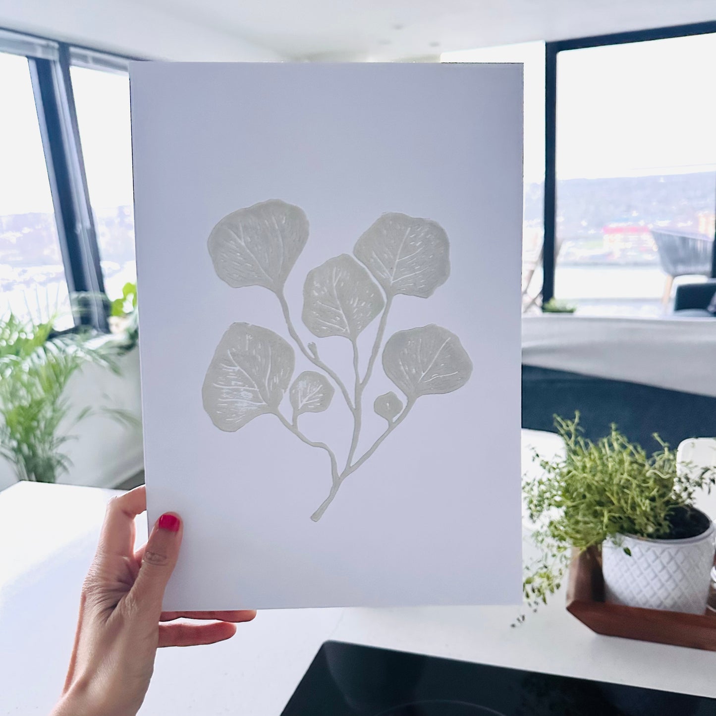 Eucalyptus Leaves A4 Lino Print